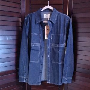 Men's Dark Wash Denim Fashion Work shirt Complete With XXL Double Pockets